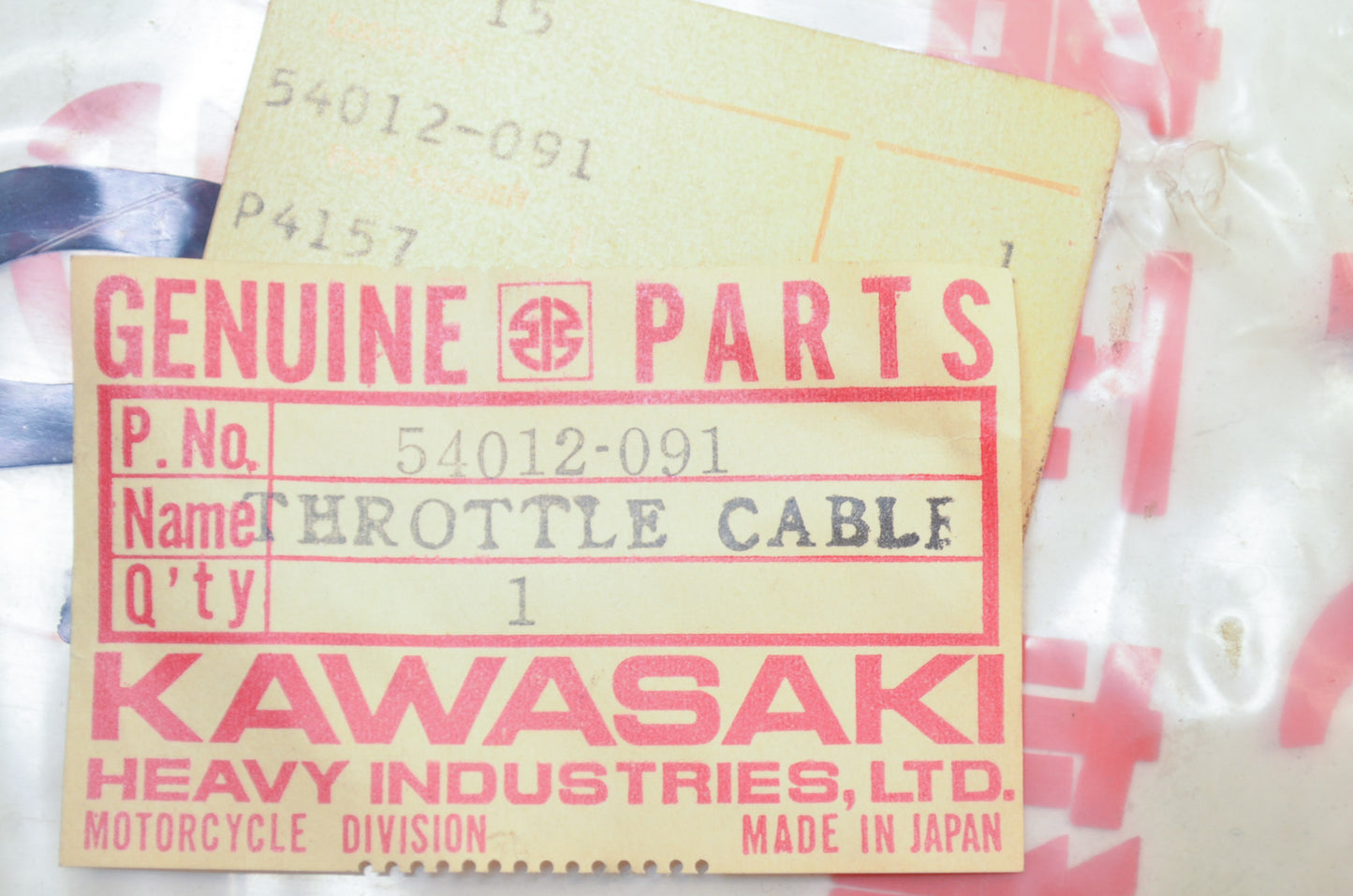 OEM Kawasaki 54012-091 Control Cable NOS