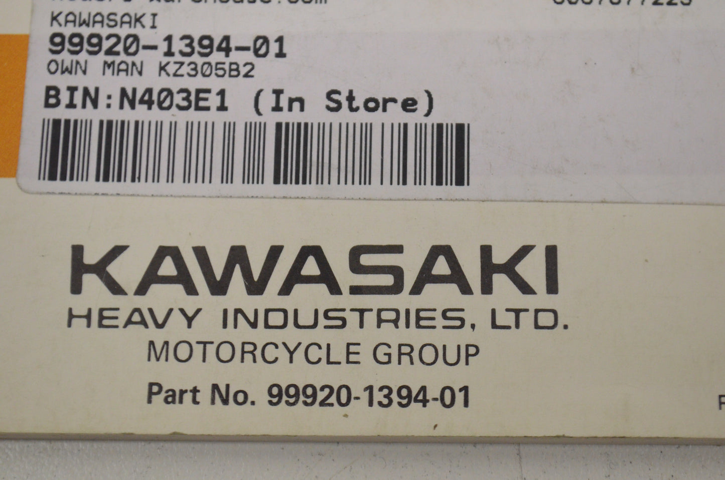OEM Kawasaki 99920-1394-01 Owner's Manual KZ305B2