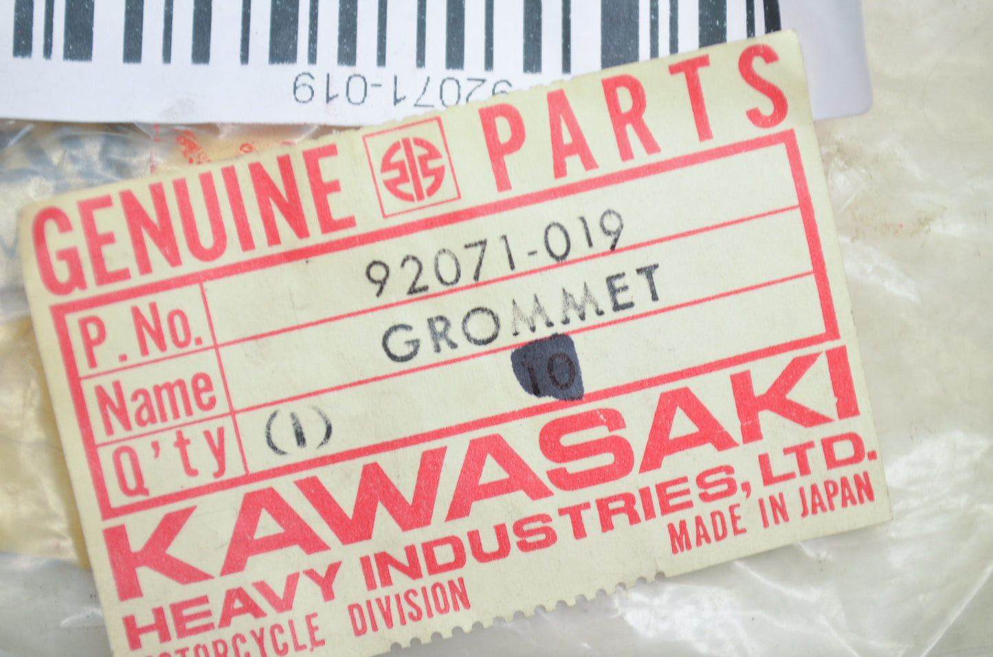 OEM Kawasaki 92071-019 Harness Grommet 10mm NOS