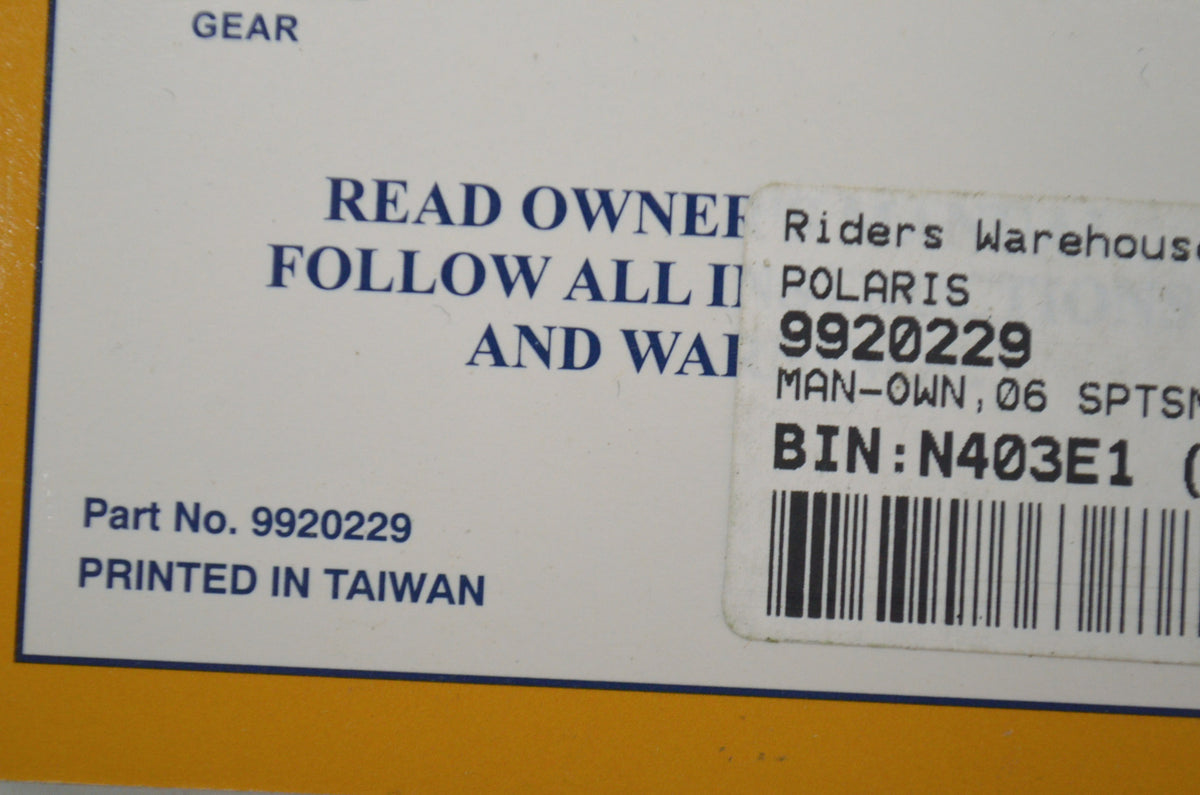 OEM Polaris 9920229 Owner's Manual 06 Sportsman 90/PRED 50/90 NOS