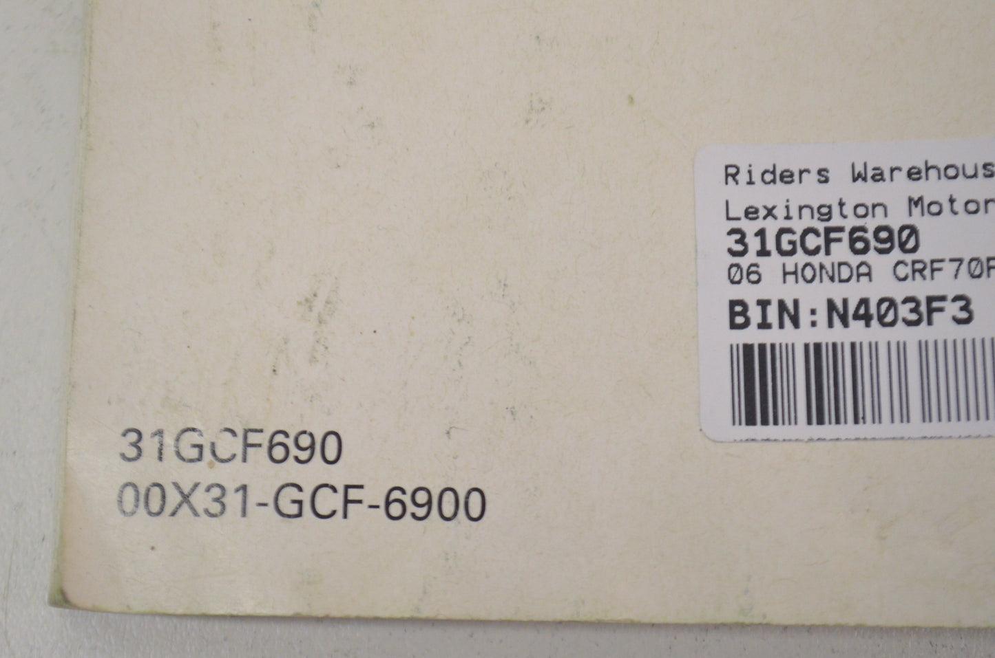 OEM Honda 31GCF690 CRF70F Owner's Manual 06 06 CRF70F