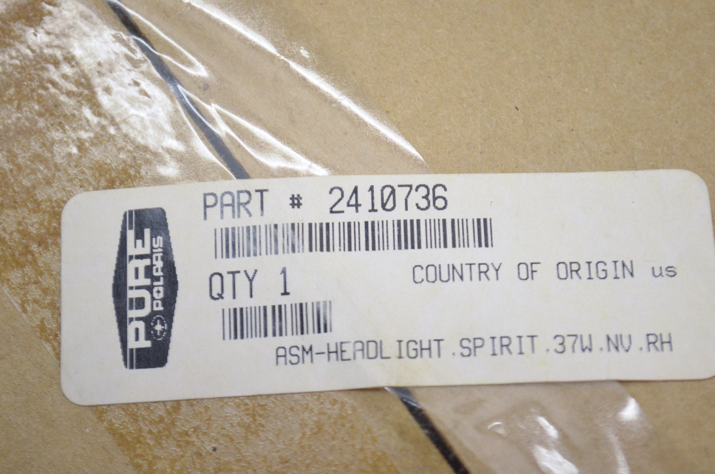 New OEM Polaris ASM Headlight Spirit 37W, NV, RH. NOS