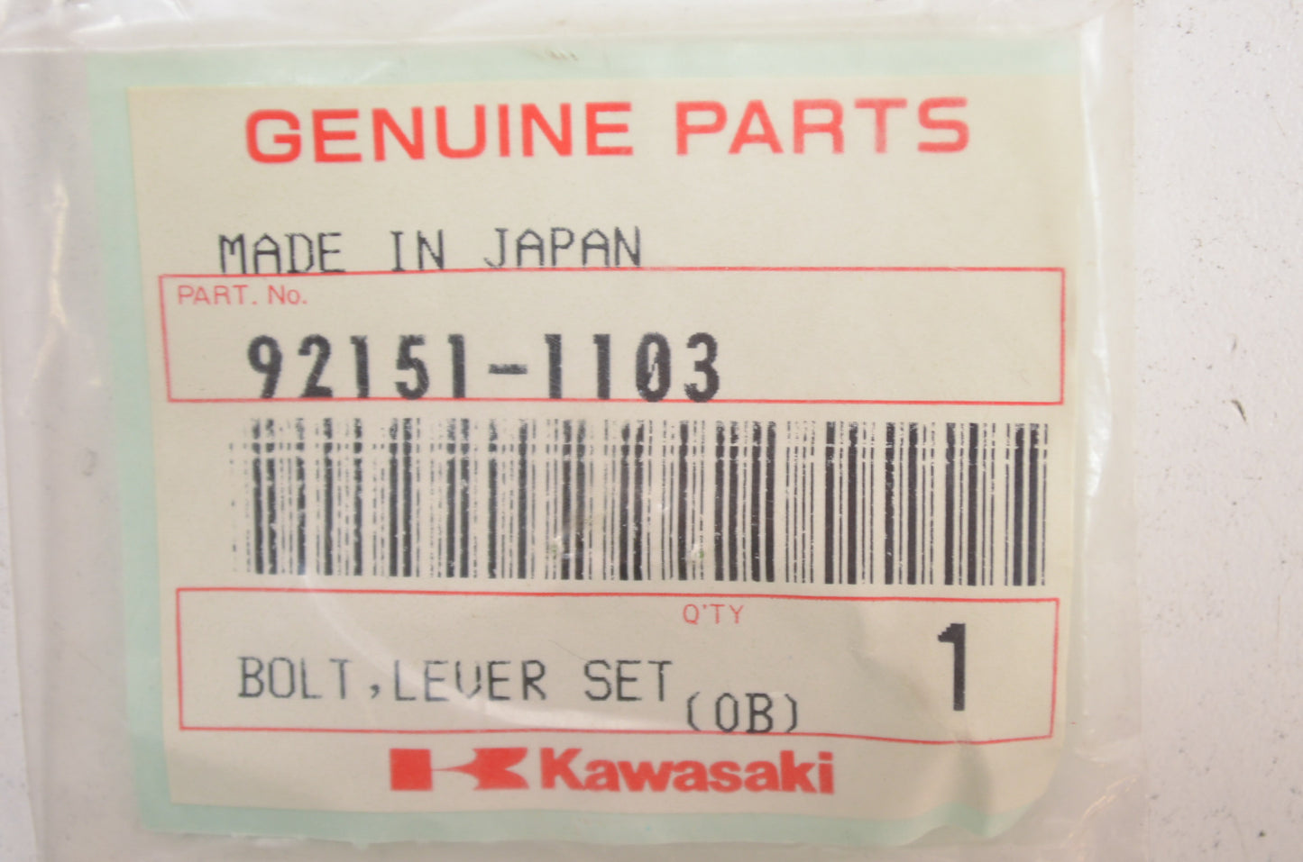 OEM Kawasaki 92151-1103 Lever Bolt Set 5mm NOS