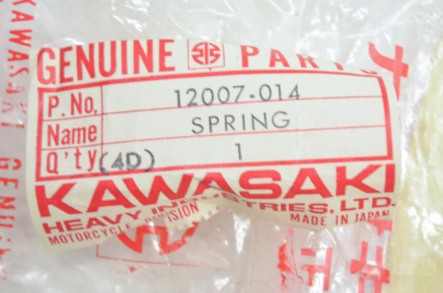OEM Kawasaki 12007-014 Inner Valve Spring NOS