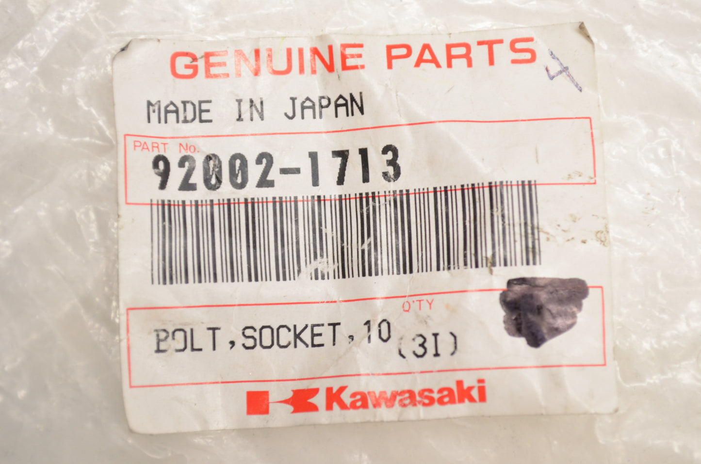 OEM Kawasaki 92002-1713 Socket Bolt 10X17 NOS