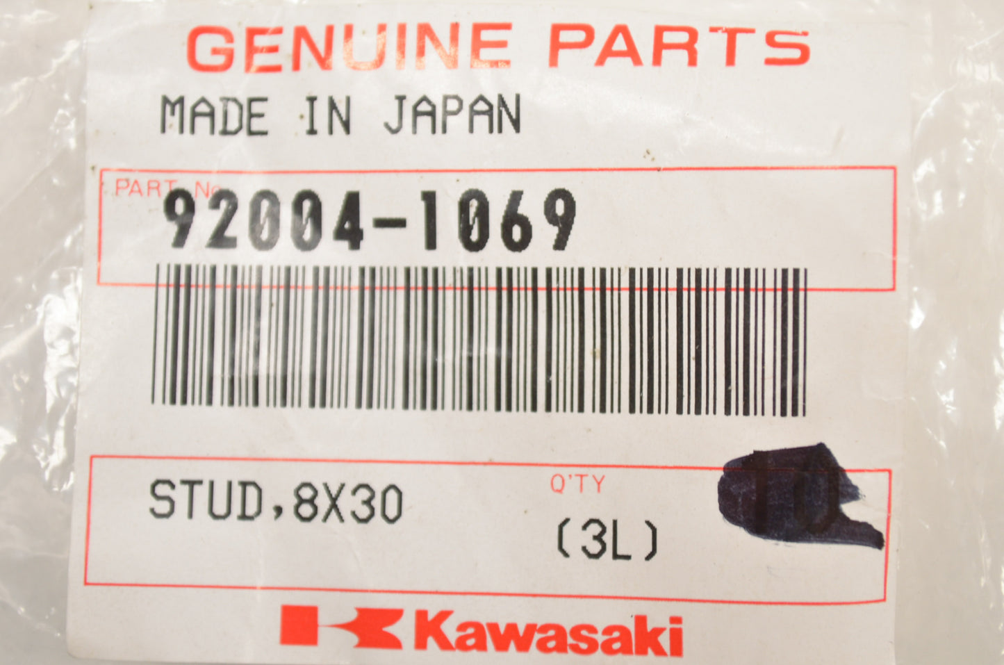 OEM Kawasaki 92004-1069 Stud 8X30 NOS