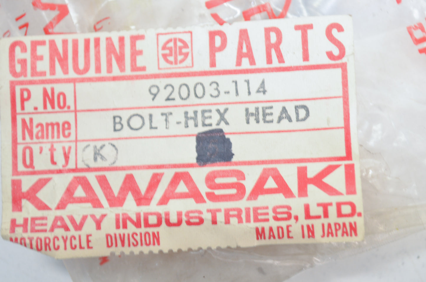 OEM Kawasaki 92003-114 Flanged Bolt NOS