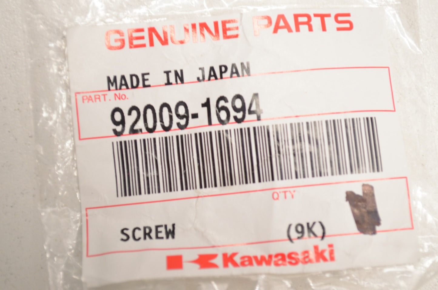 OEM Kawasaki 92009-1694 Screw NOS