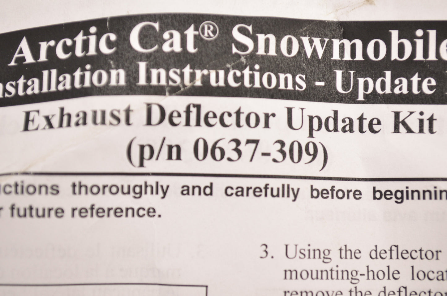 OEM Arctic Cat 0637-309 Exhaust Deflector Update Kit NOS