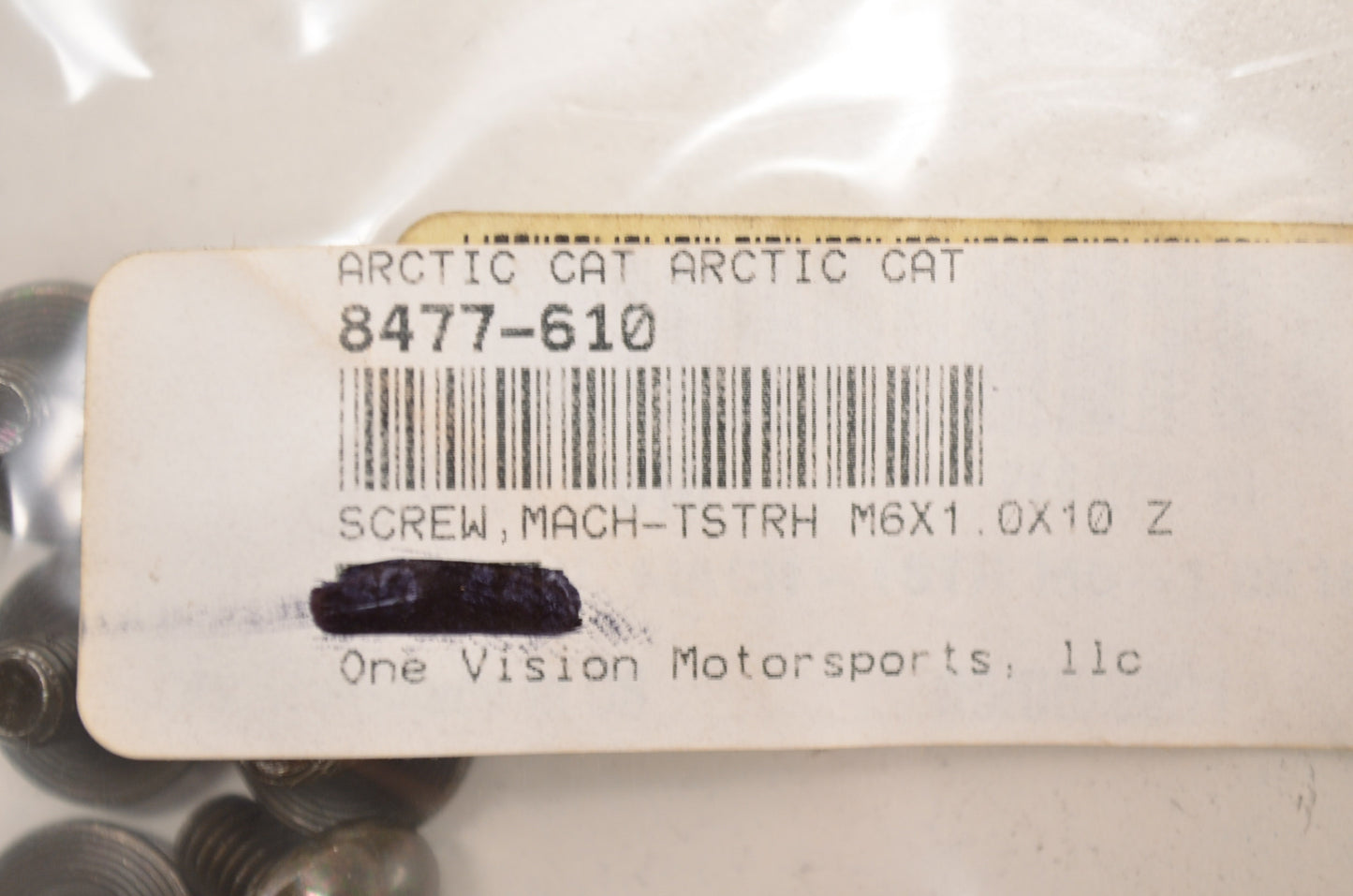 OEM Arctic Cat 8477-610 TSTRH M6X1.0X10 Z& Black Machine Screw Qty 3 NOS