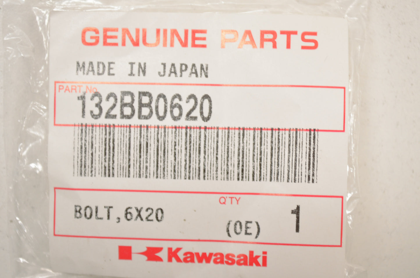 OEM Kawasaki 132BB0620 Bolt 6X20 NOS