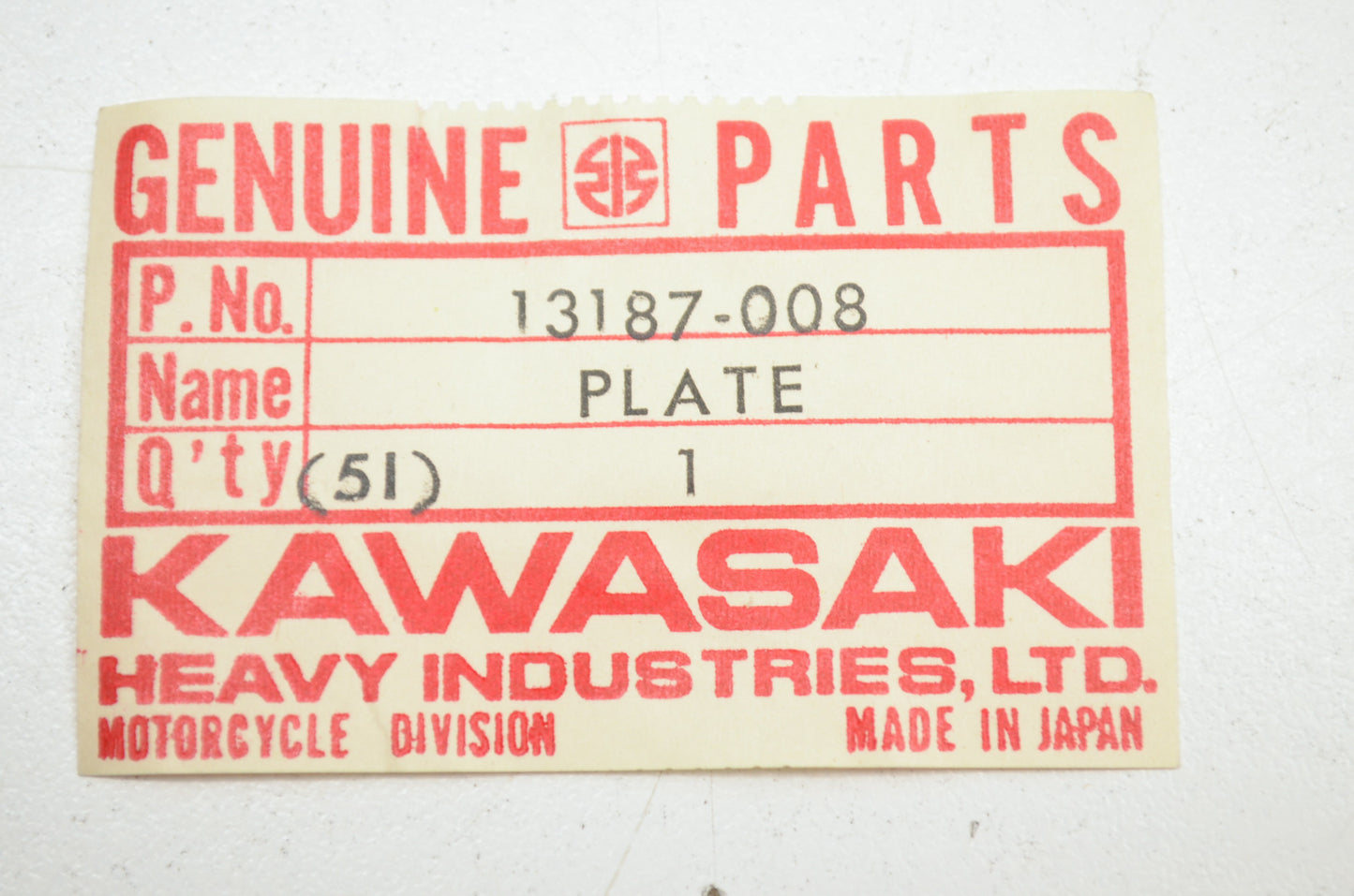 OEM Kawasaki 13187-008 Clutch Spring Plate NOS