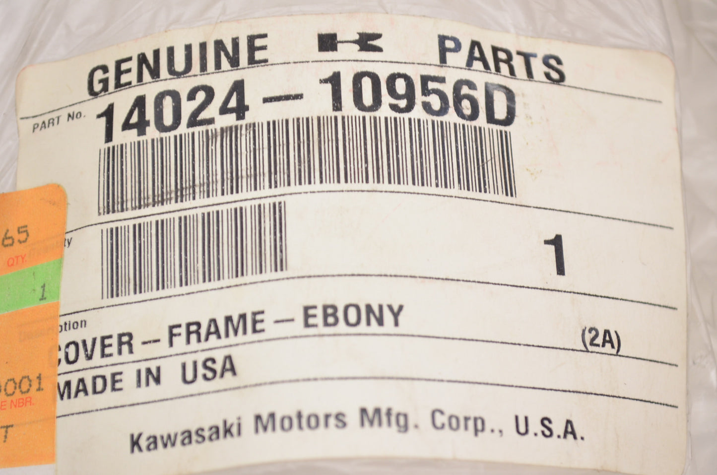 OEM Kawasaki 14024-1095-6D Ebony Frame Cover NOS