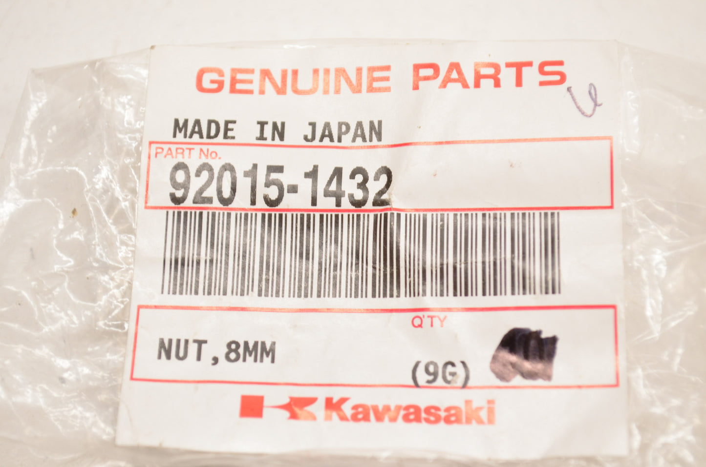 OEM Kawasaki 92015-1432 Nut 8MM NOS