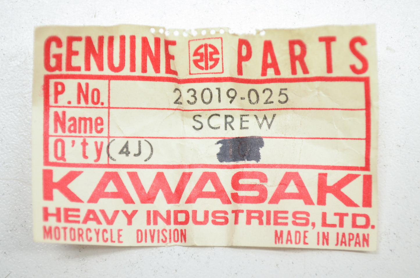 OEM Kawasaki 23019-025 Pan Cross Screw NOS