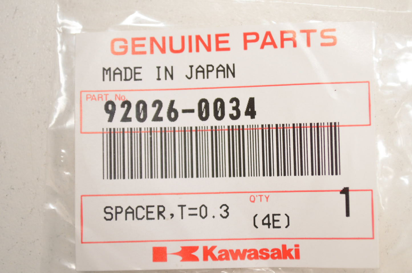 OEM Kawasaki 92026-0034 Spacer T=0.3 NOS