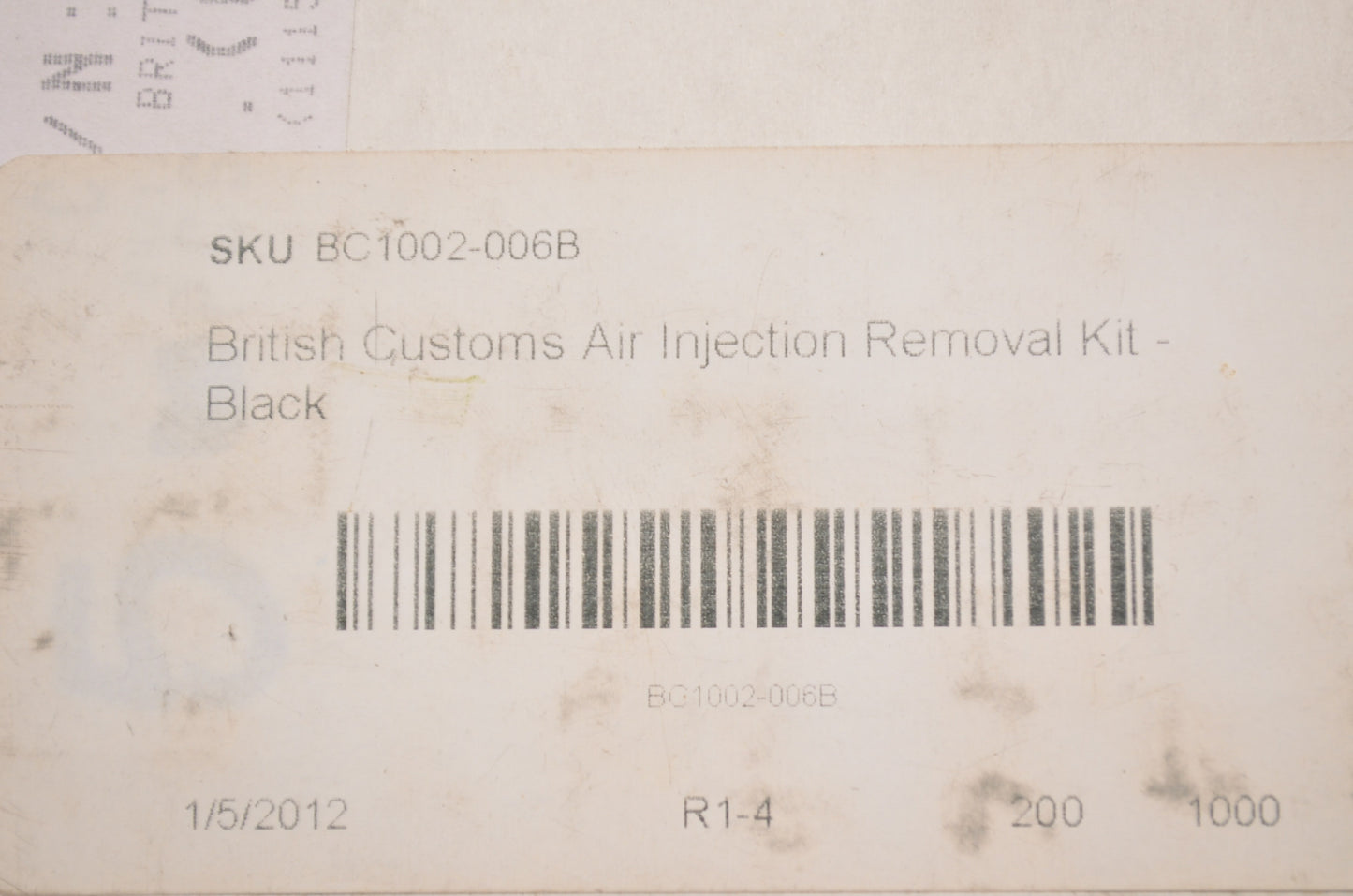 Low Profile Air Injection Removal Kit Black NOS