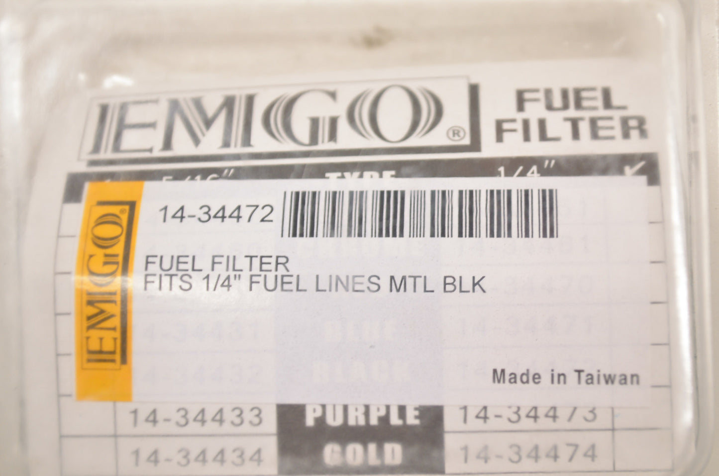 New Emgo Aluminum Fuel Filter 1/4' Black NOS