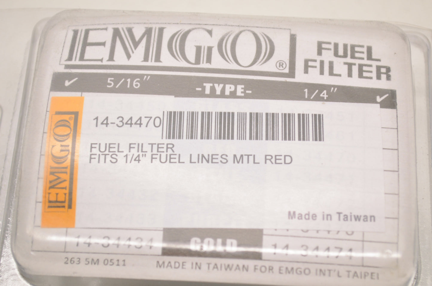 New Emgo Aluminum Fuel Filter 1/4' Red NOS