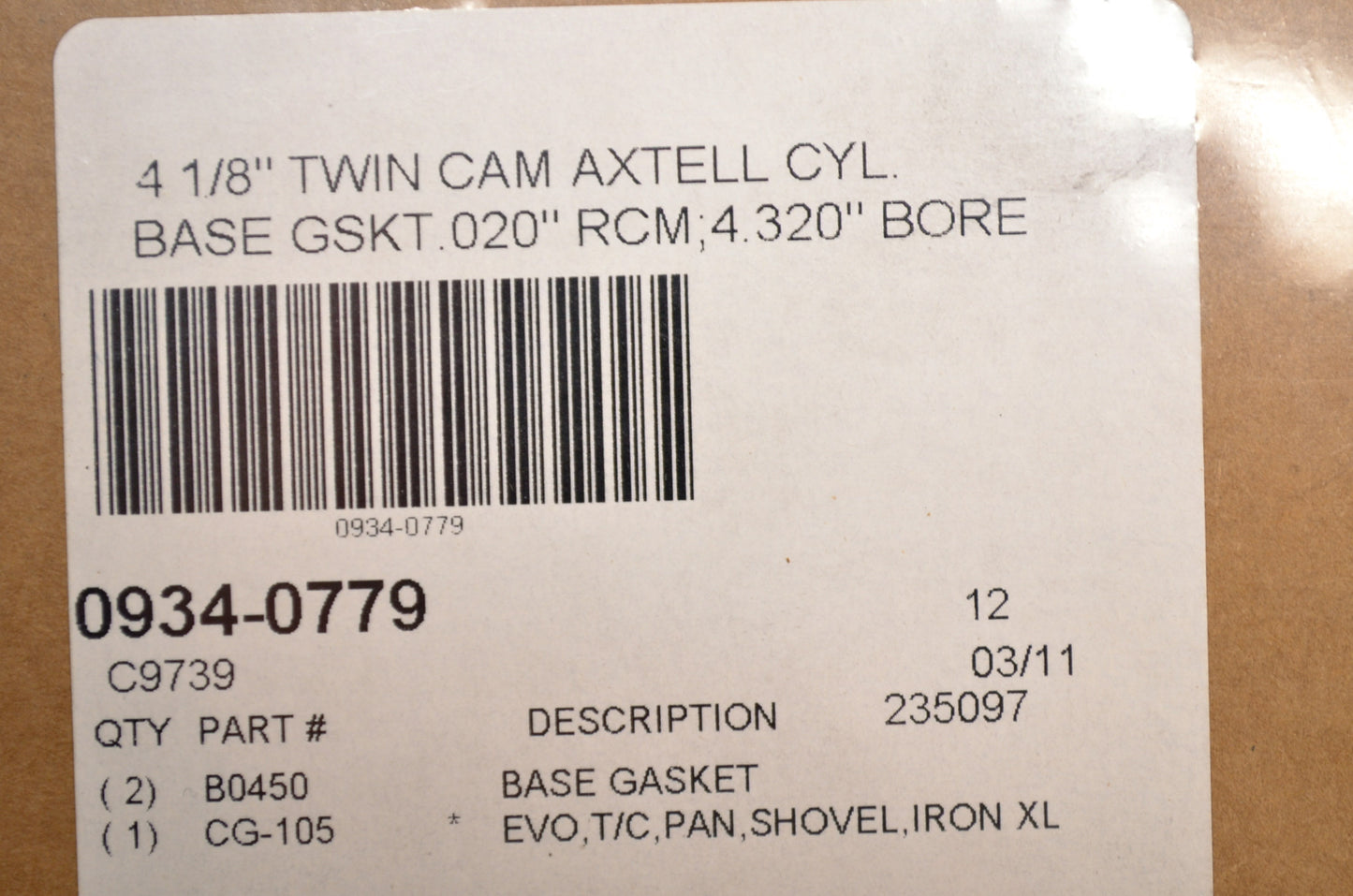 New Cometic Cylinder Base Gasket QTY 2 432' Bore NOS