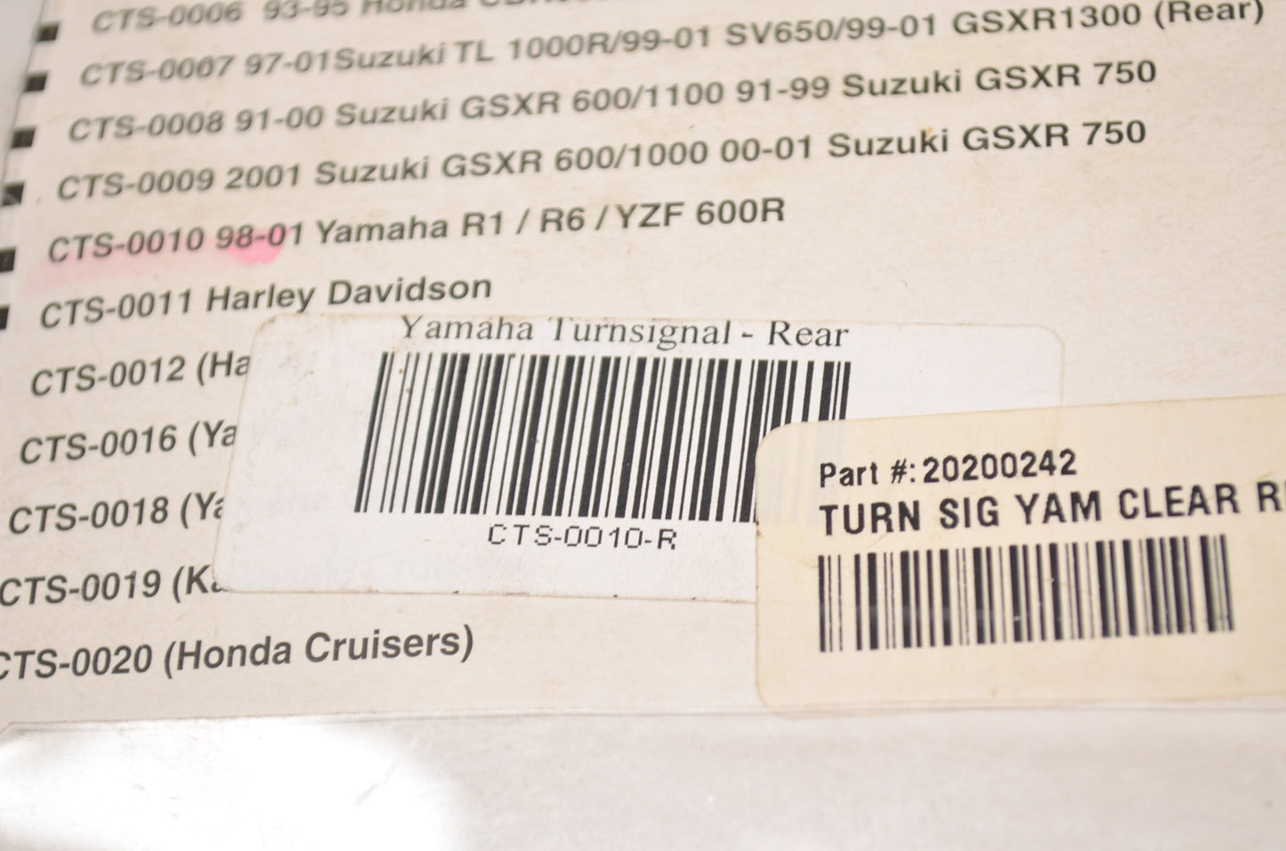 Clear Alternatives 2020-0242, CTS-0010-R Rear Turn Signal Lens w/ Bulb Qty 2 NOS