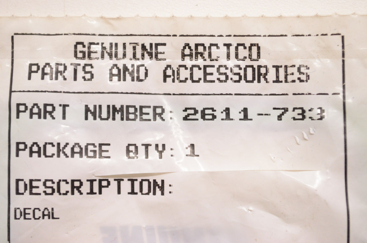 OEM Arctic Cat 2611-733 Engine Part Number Decal NOS