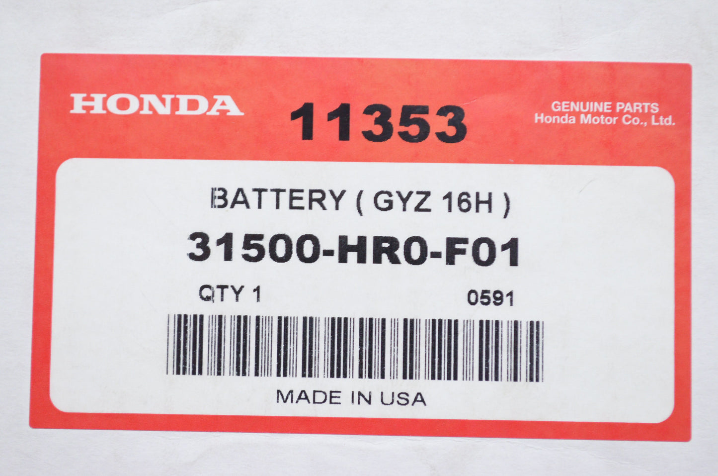 New OEM Honda GYZ 16H Battery NOS