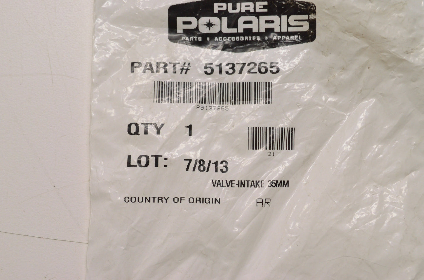 OEM Polaris 5137265 Intake Valve 35mm NOS