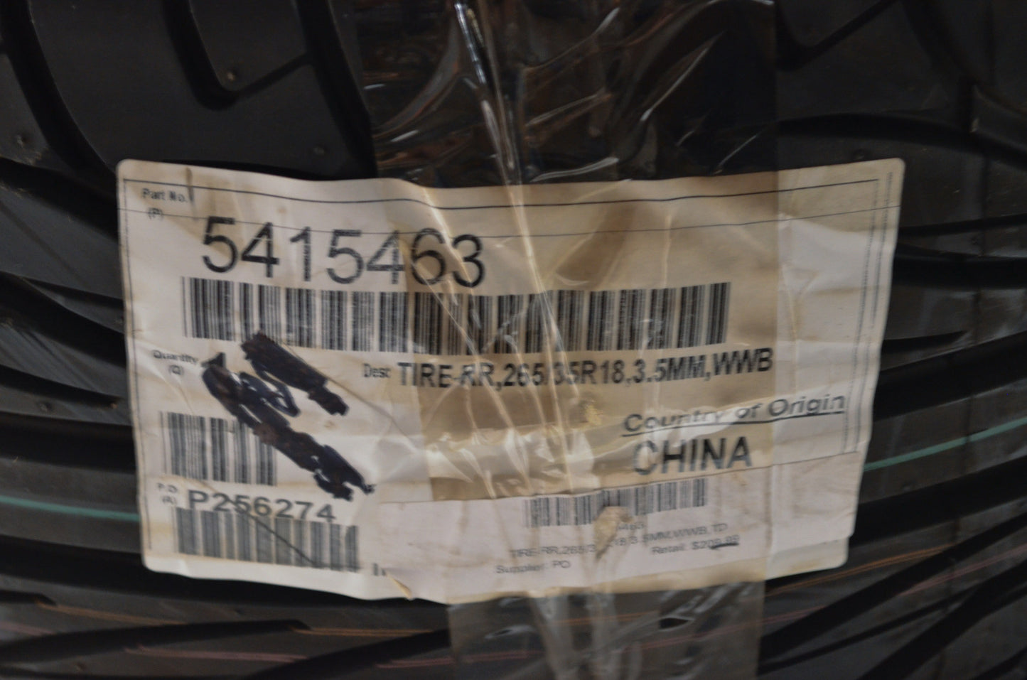 265/35R18 3.5MM Rear Tire NOS