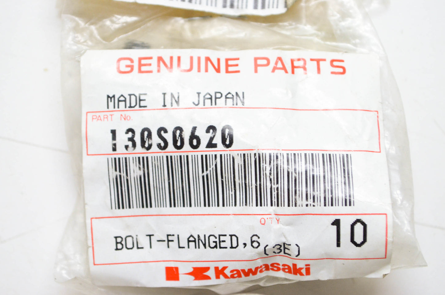 OEM Kawasaki 130S0620 Black Flanged Bolt 6X20 NOS