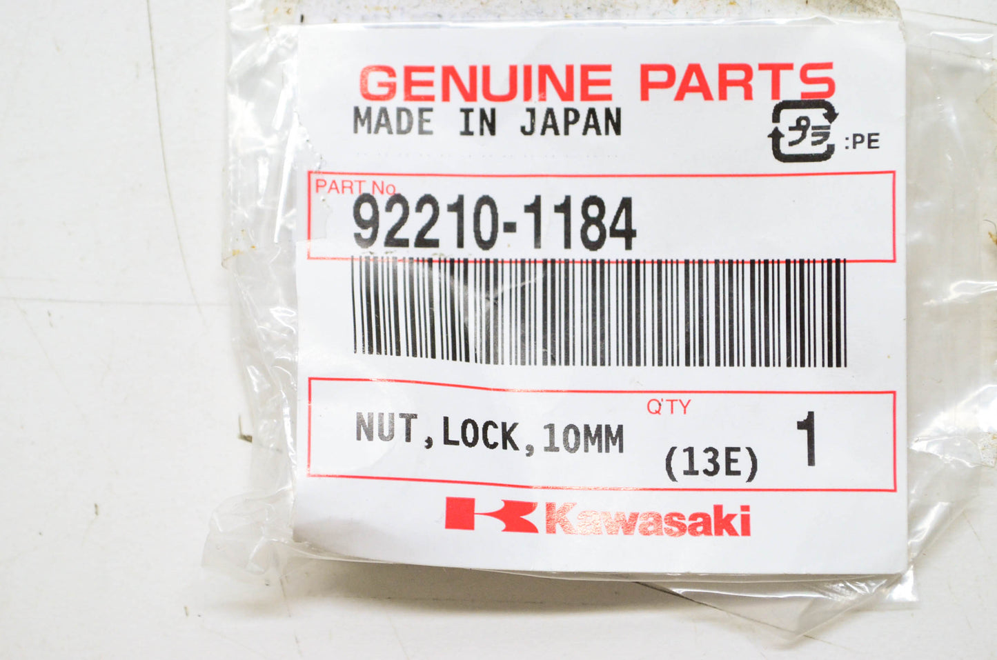OEM Kawasaki 92210-1184 Nut NOS
