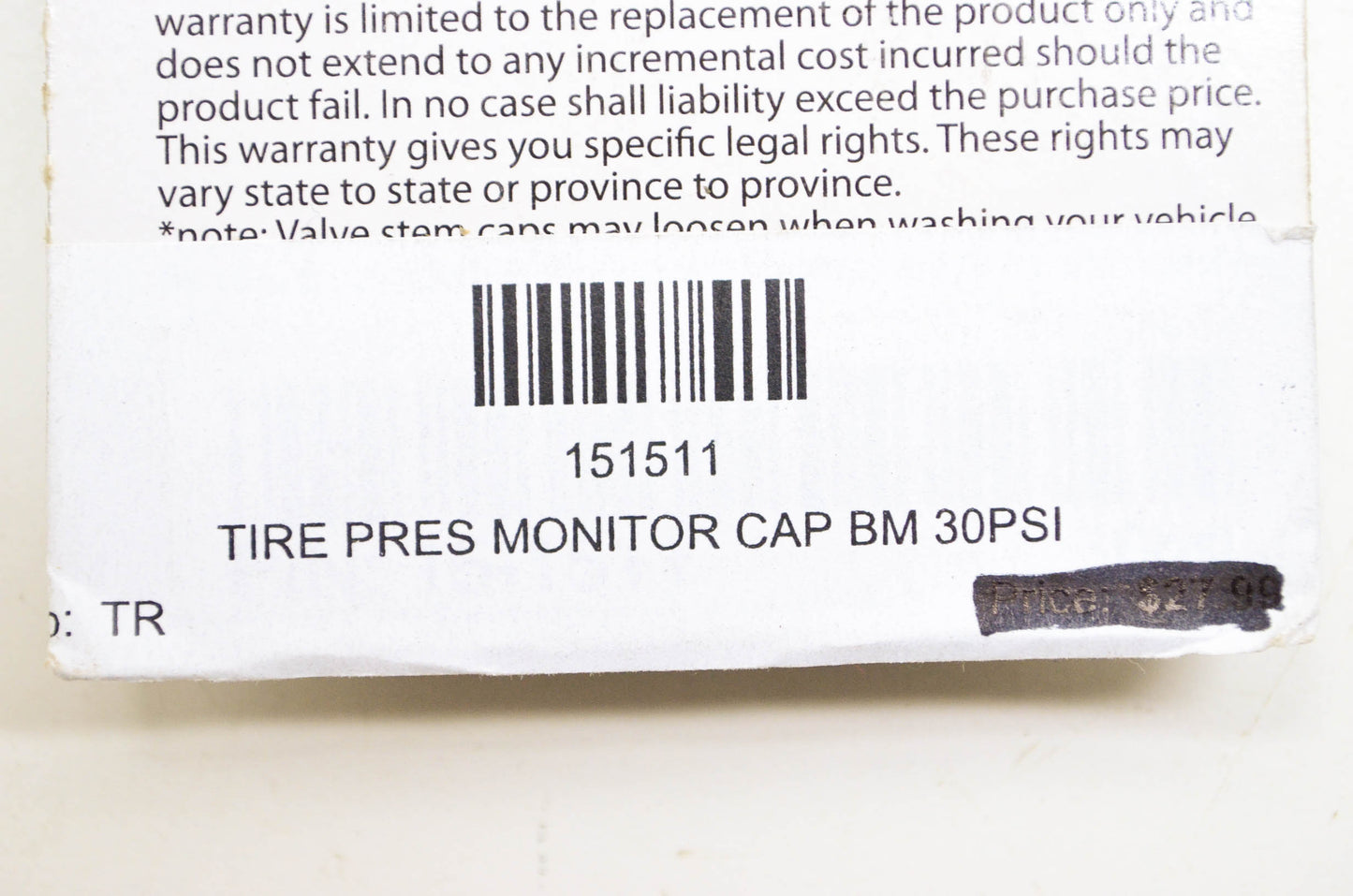 OEM Bike Master 151511 Tire Pressure Monitor Cap Kit BM 30PSI NOS