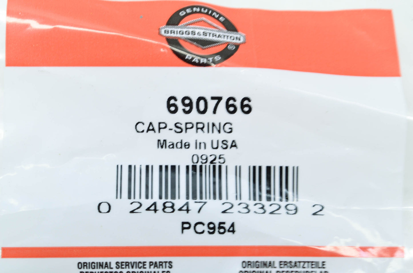 OEM Briggs & Stratton 690766 Spring Cap Qty 2 NOS