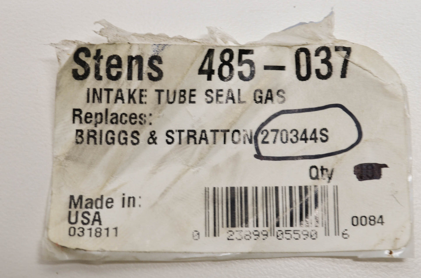 Stens 485-037 Intake Tube Seal Gasket Qty 2 NOS