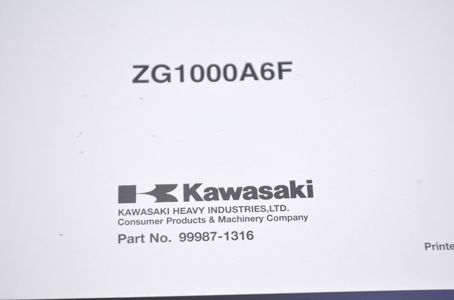 OEM Kawasaki 99987-1316 Owner's Manual ZG1000A6F NOS