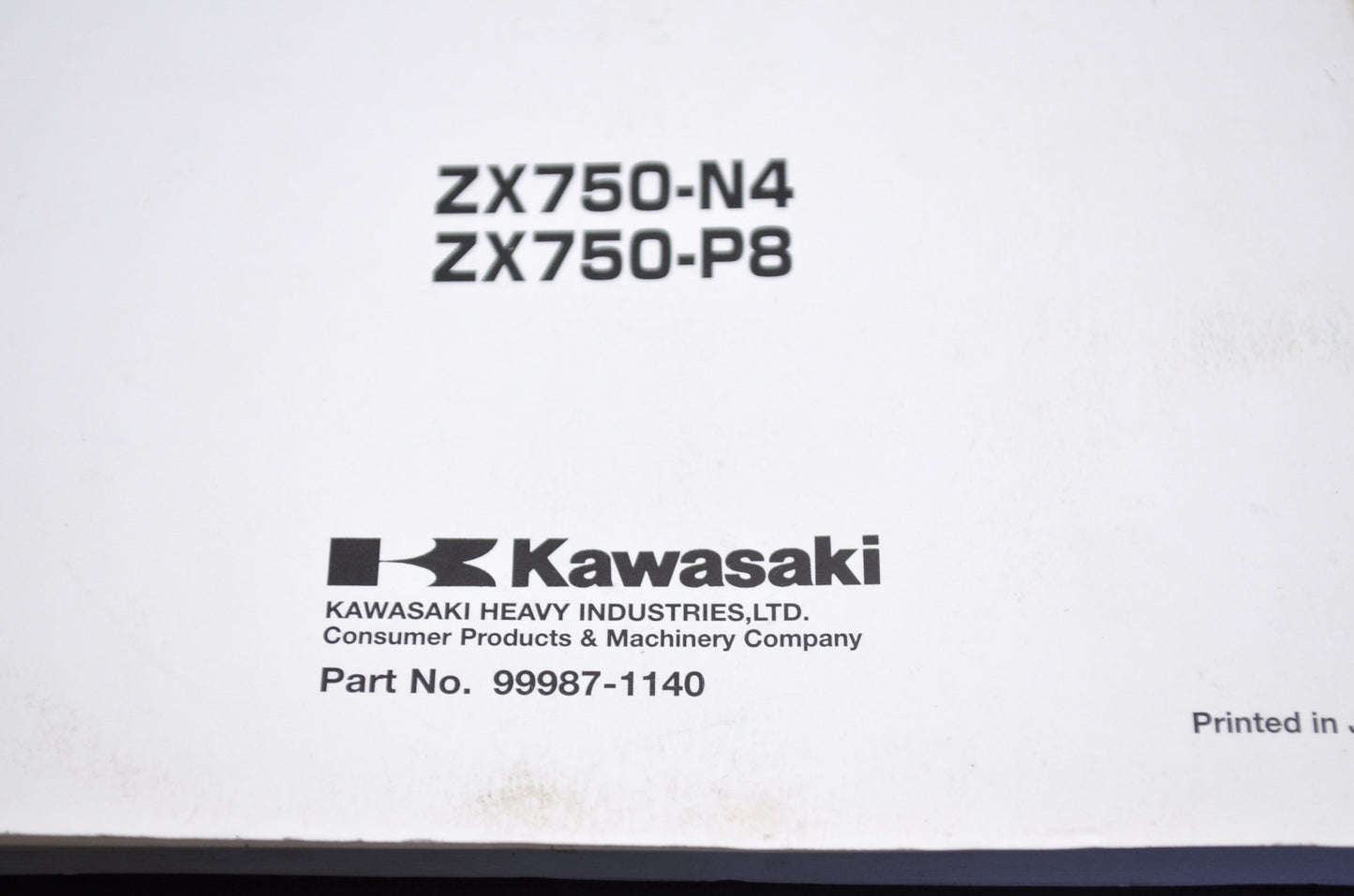 OEM Kawasaki 99987-1140 Owner's Manual ZX750-P8