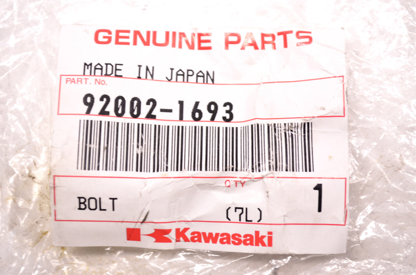 OEM Kawasaki 92002-1693 Bolt NOS