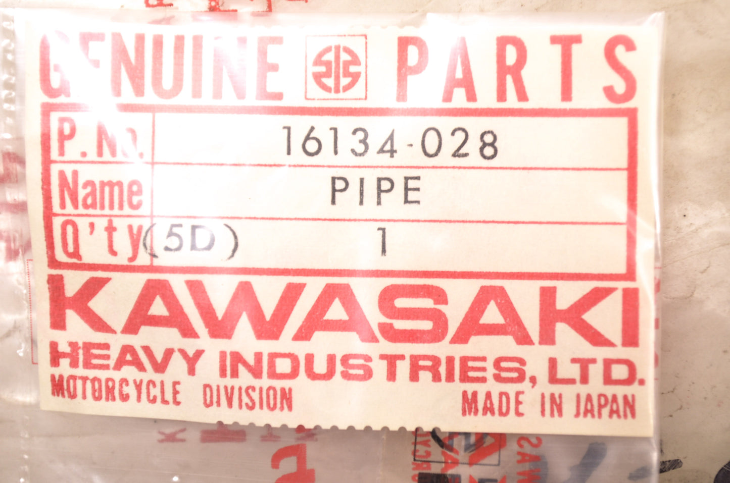 New OEM Kawasaki Oil Pipe Assembly 16134-028 NOS