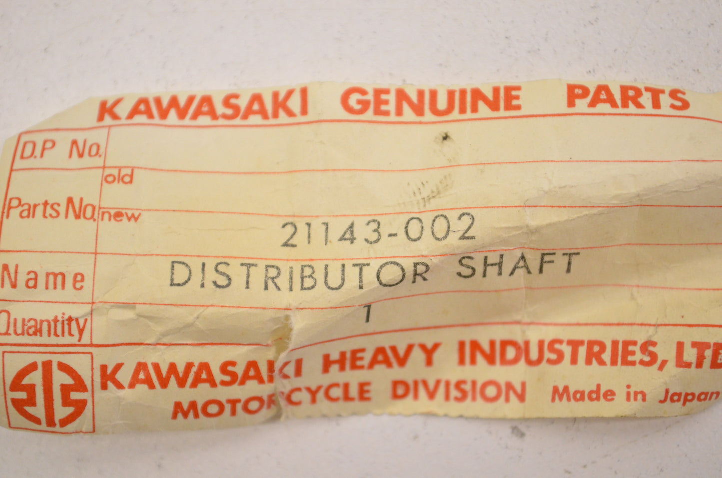 New OEM Kawasaki 21143-002 Distributor Shaft NOS