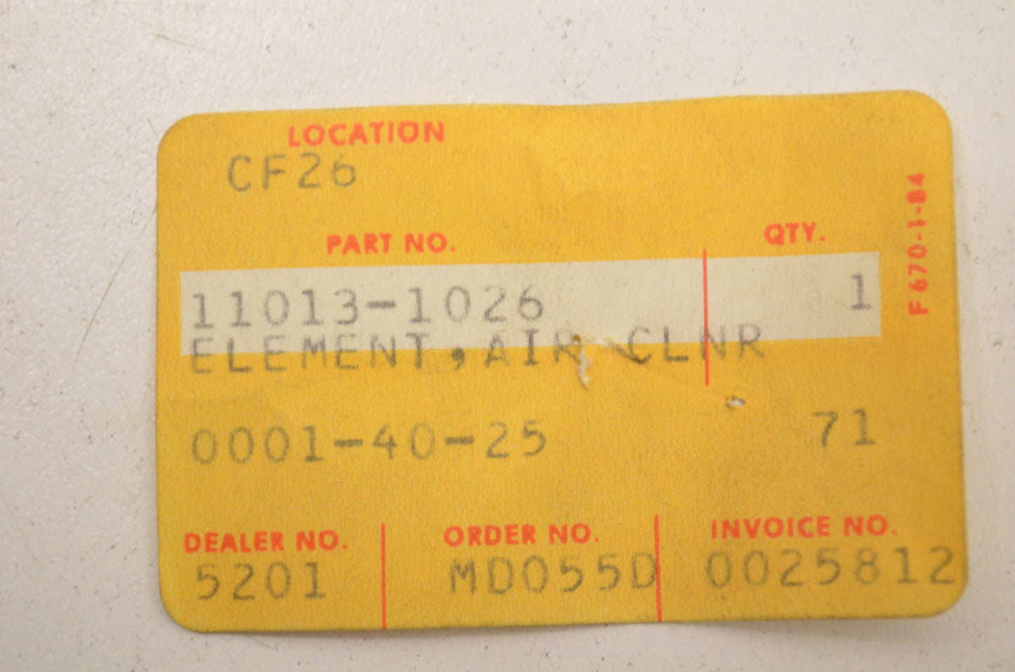 OEM Kawasaki 11013-1026 Air Cleaner Element NOS