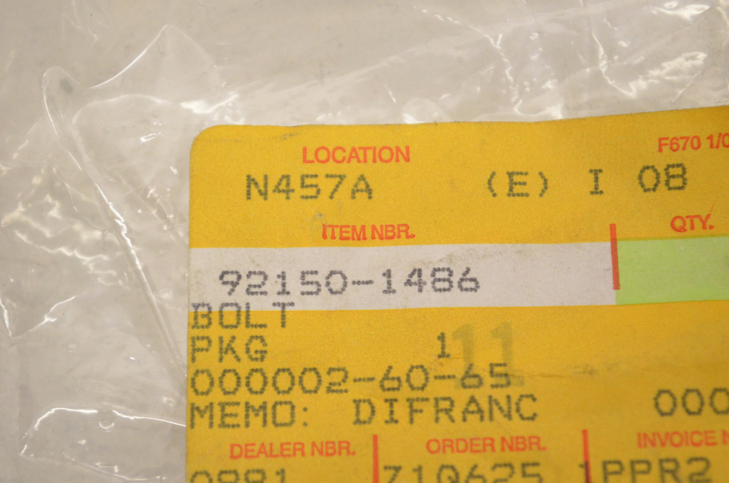 OEM Kawasaki 92150-1486 Bolt NOS