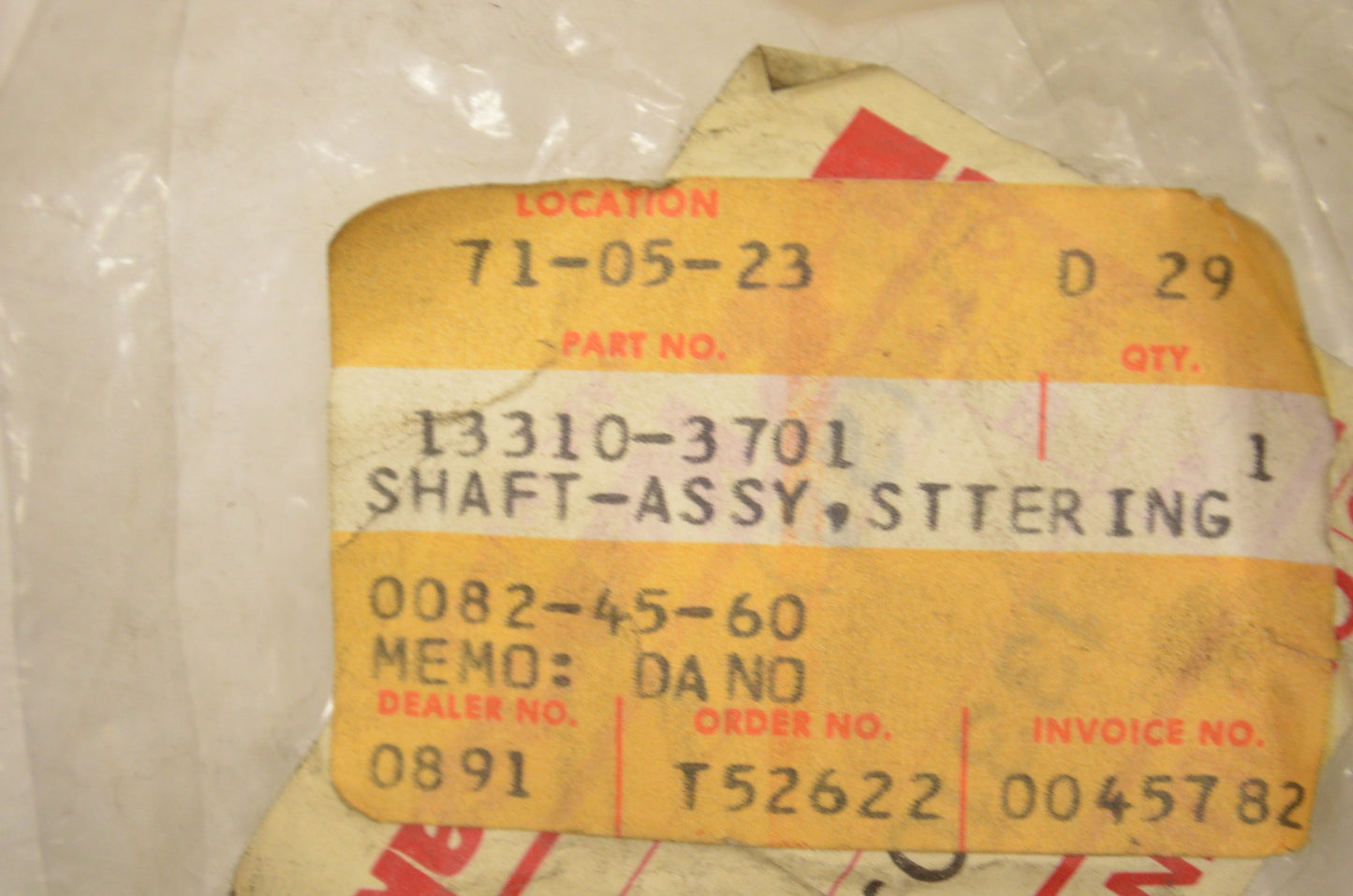 Steering Shaft Assembly NOS
