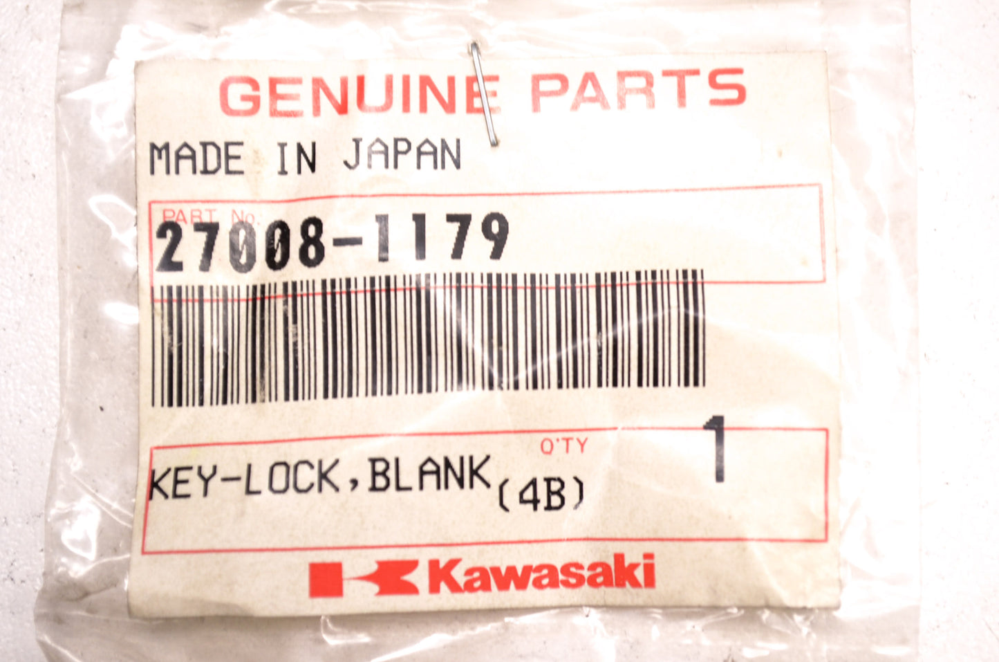 OEM Kawasaki 27008-1179 Blank Lock Key #A NOS