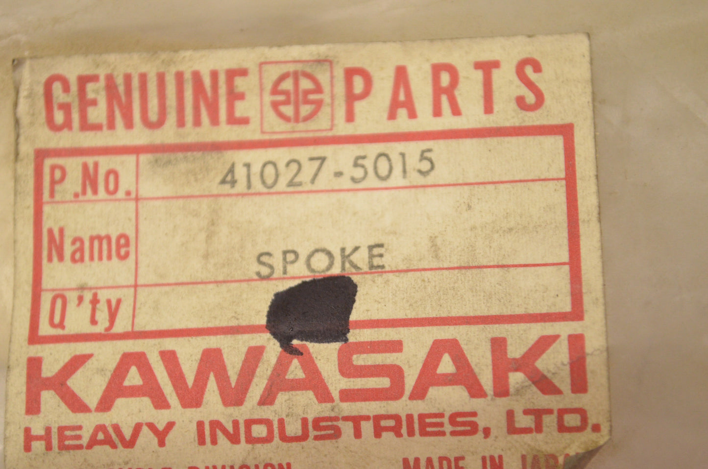 OEM Kawasaki 41027-5015 Left Hand Inner Rear Spoke Assembly Qty 6 NOS