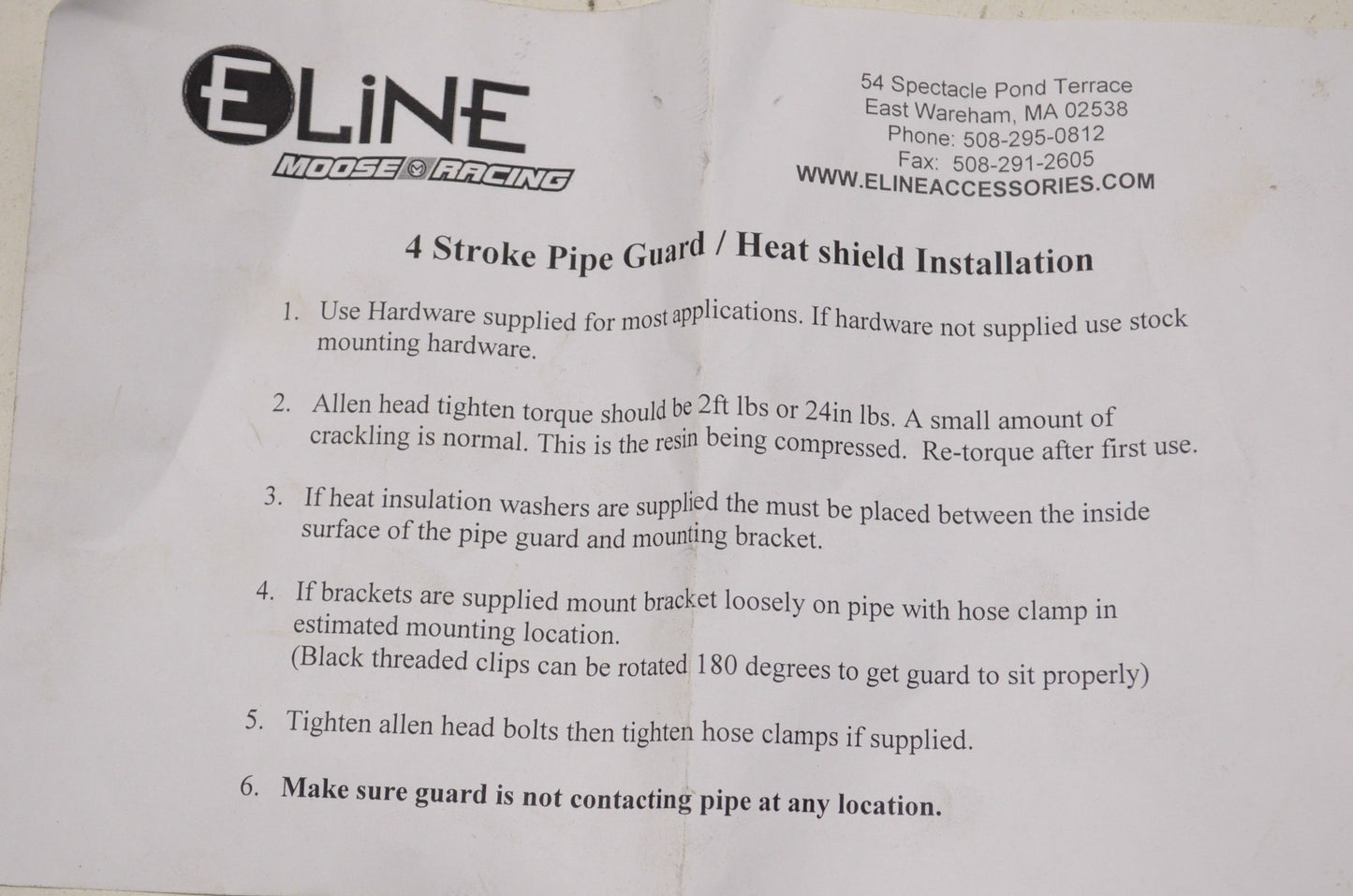 E-Line Pipe Guard/ Heat Shield NOS
