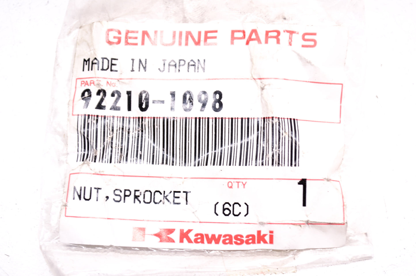OEM Kawasaki 92210-1098 Sprocket Nut NOS