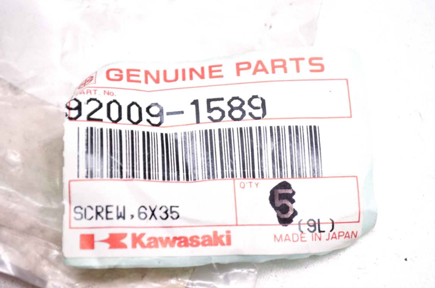 OEM Kawasaki 92009-1589 Screw 6X35 NOS