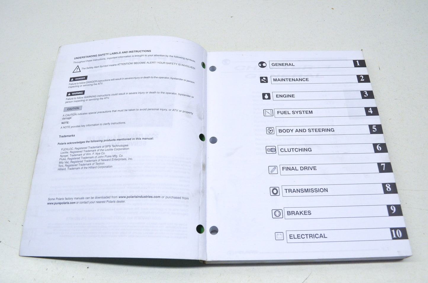 OEM Polaris 9920673 Service Manual 06 Ranger 500 EFI 4X4