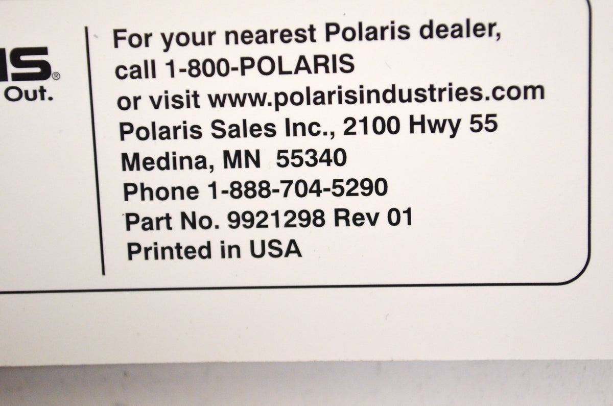 OEM Polaris 9921298 Owner's Manual 08 Scrambler 500 4x4 NOS
