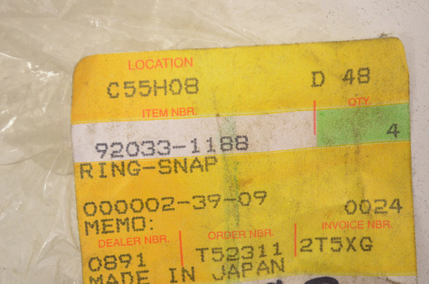 OEM Kawasaki 92033-1188 Snap Ring Qty 2 NOS